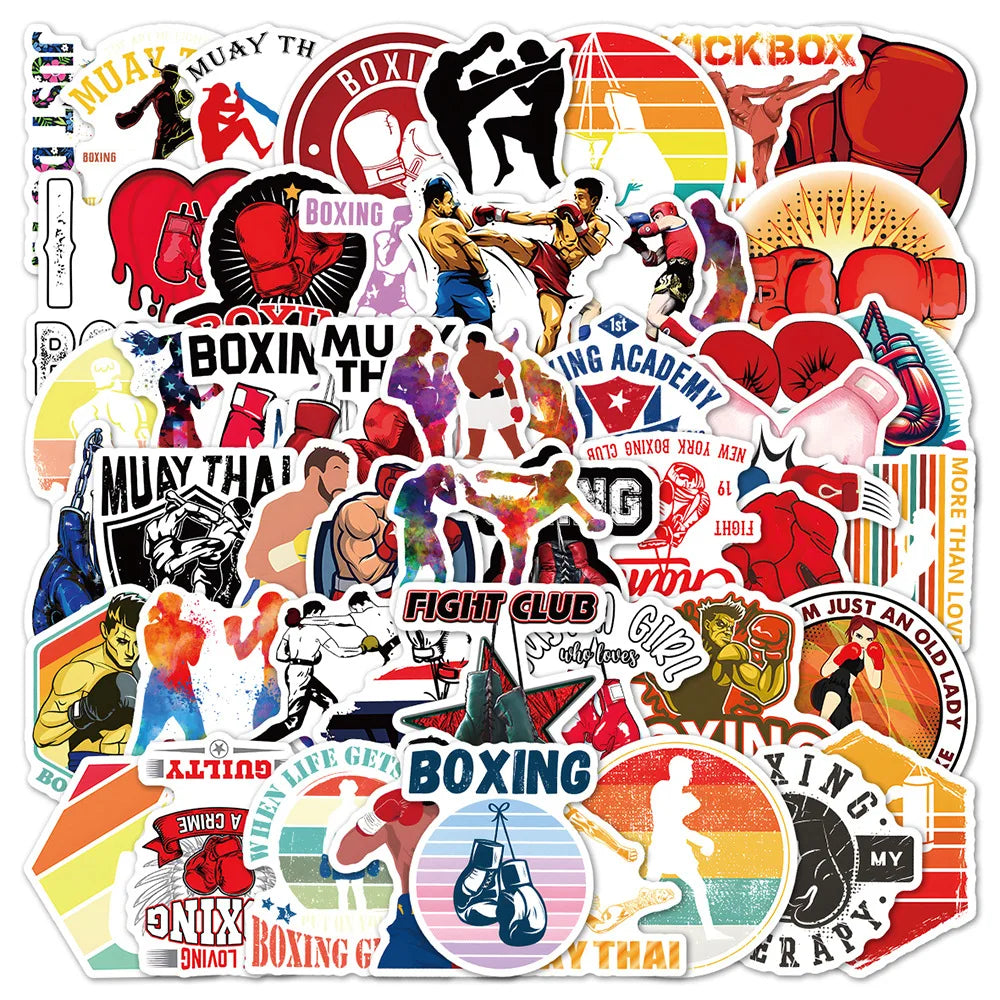 Boxing Cartoon Stickers for Phone Laptop Luggage Skateboard Kid Toy