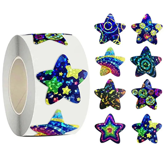 500Pcs Cartoon Outer Space Star Stickers 8 Designs 2.5cm for Rewards, Games, Party Gifts