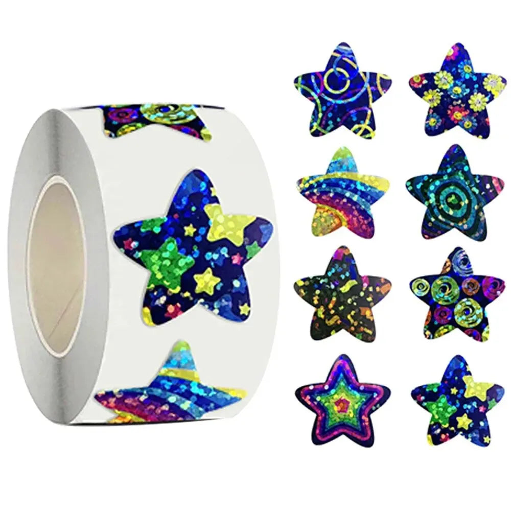 500Pcs Cartoon Outer Space Star Stickers 8 Designs 2.5cm for Rewards, Games, Party Gifts