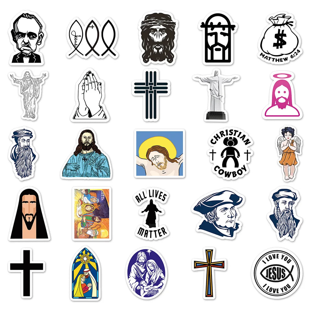 10/30/50pcs Christians Religion Jesus Graffiti Stickers Cartoon Decals Laptop Notebook Scrapbook Wall Decoration Sticker Kid Toy