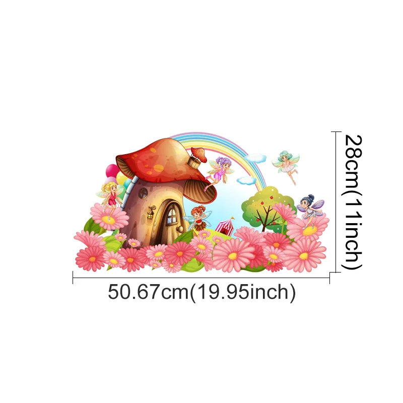 Cute Fairy Mushroom House Wall Stickers for Kids Room Nursery Decor