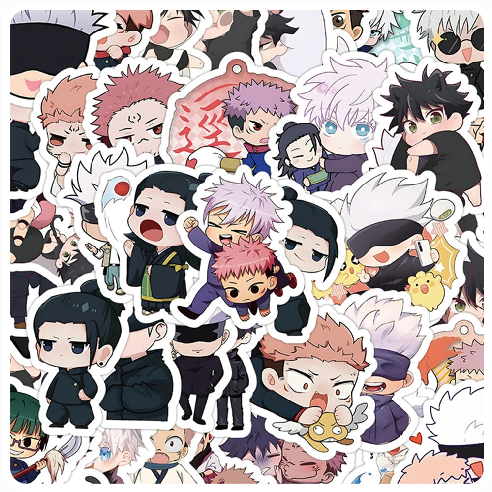 Jujutsu Kaisen Anime Stickers - 10/30/60pcs Waterproof Decals for Skateboard, Laptop, Motorcycle, Car