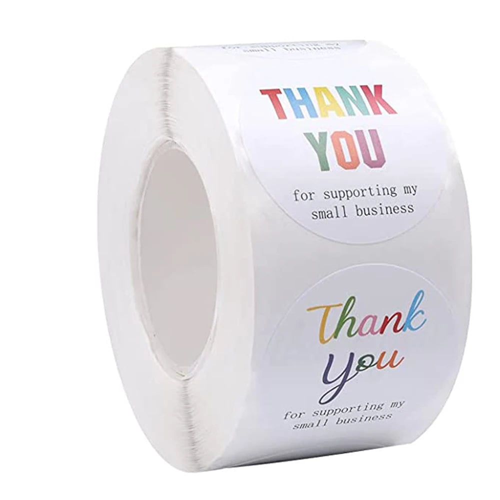 500pcs/roll 4 Designs Black Thank You Sticker 1.5 inch for Supporting My Small Business Sticker Sealing Labels for Packaging