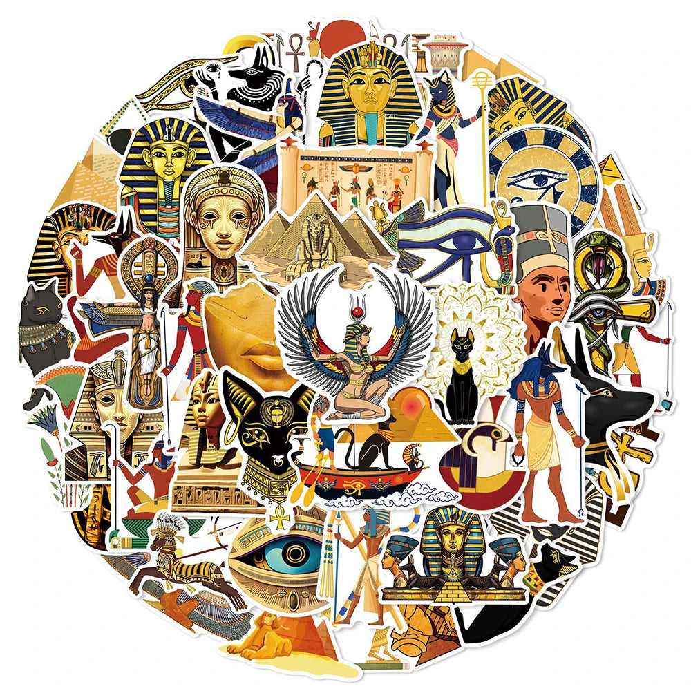Ancient Egypt Art Stickers Pharaoh Pyramid Decals Waterproof 10/30/50pcs