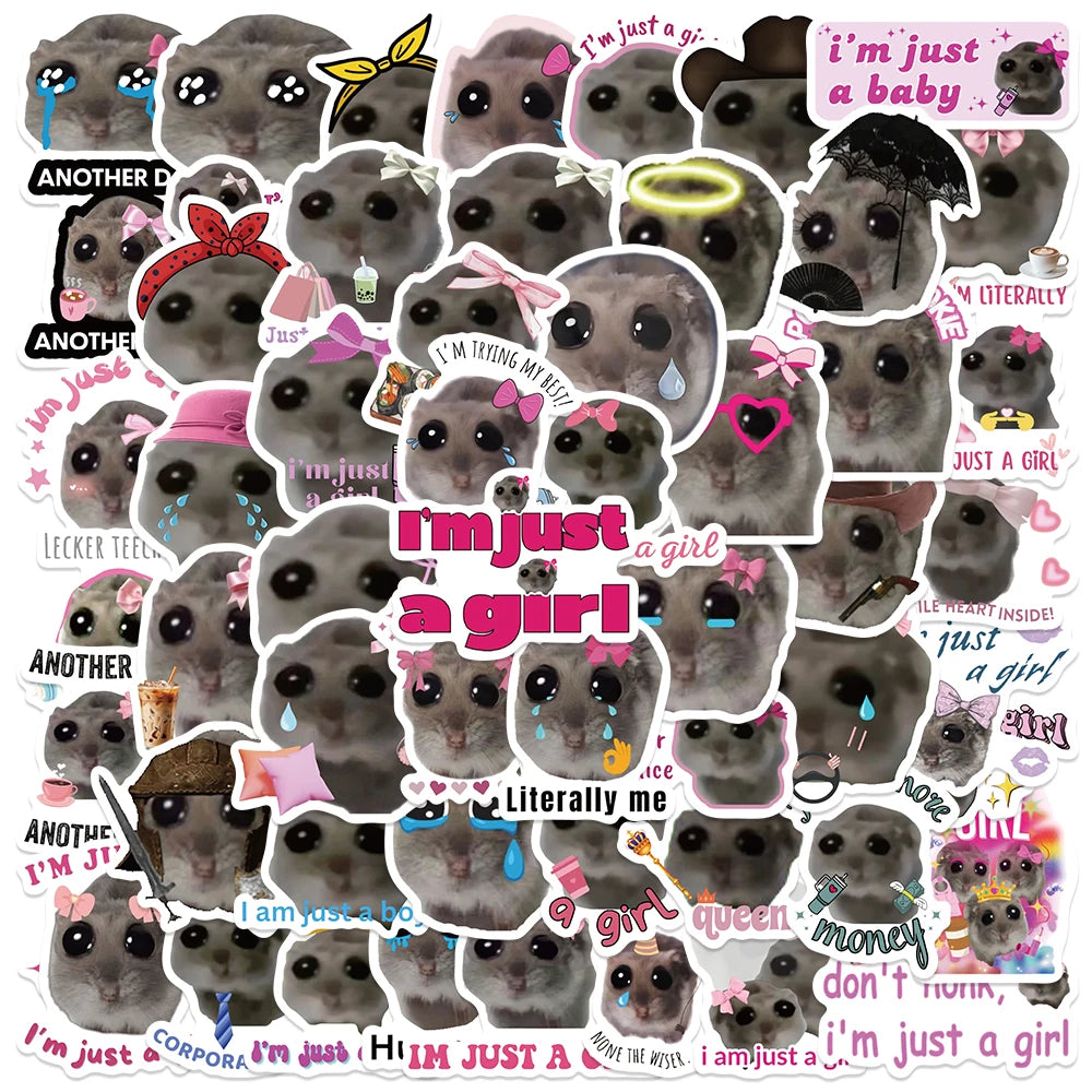 56PCS Funny Hamster Meme Stickers for Laptop, Diary, Scrapbook, Stationery