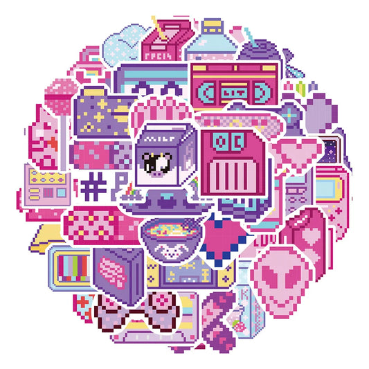 Pixel Cartoon Stickers Decals DIY Skateboard Laptop Phone Car Waterproof