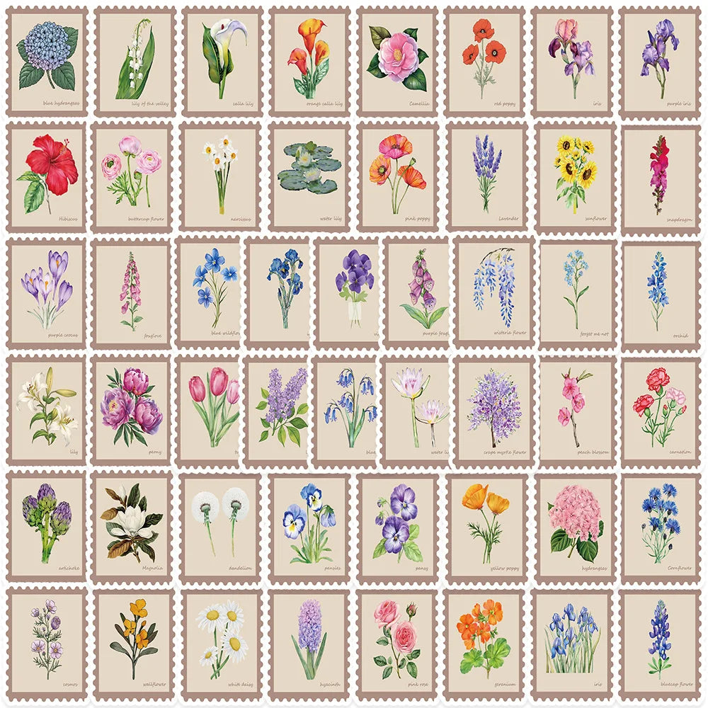 Vintage Plant Flower Stickers Waterproof Vinyl Decals (10/30/50PCS)