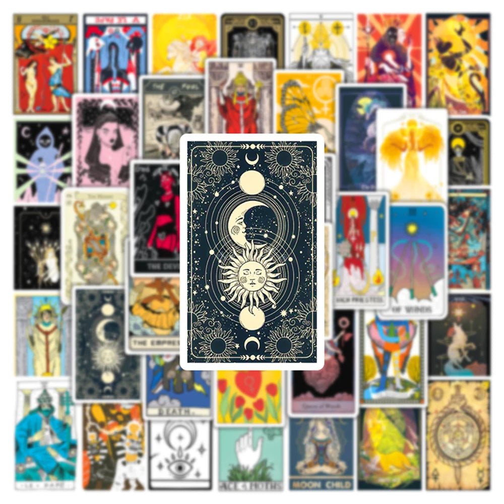 10/30/50pcs Cartoon Tarot Card Anime Stickers Aesthetic Decal Laptop Skateboard Motorcycle Phone Car Waterproof Sticker Kid Toy