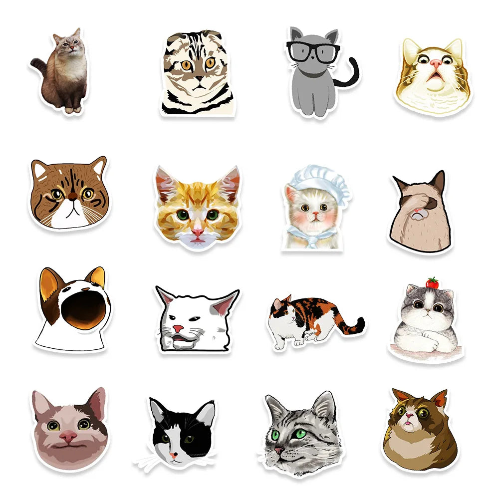 10/30/50PCS Kawaii Cats Cartoon Sticker Animal Cute Decals Toy For Kids DIY Suitcase Fridge Phone Scrapbook Stationary Fridge