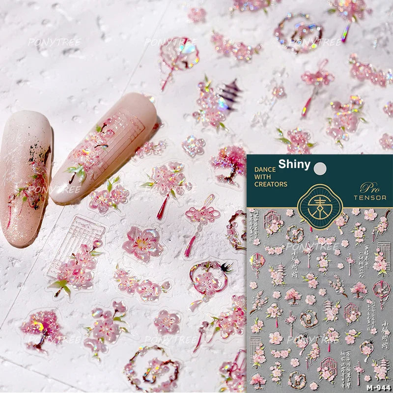 3D Floral Nail Art Stickers: Tulip Daisy Butterfly Design