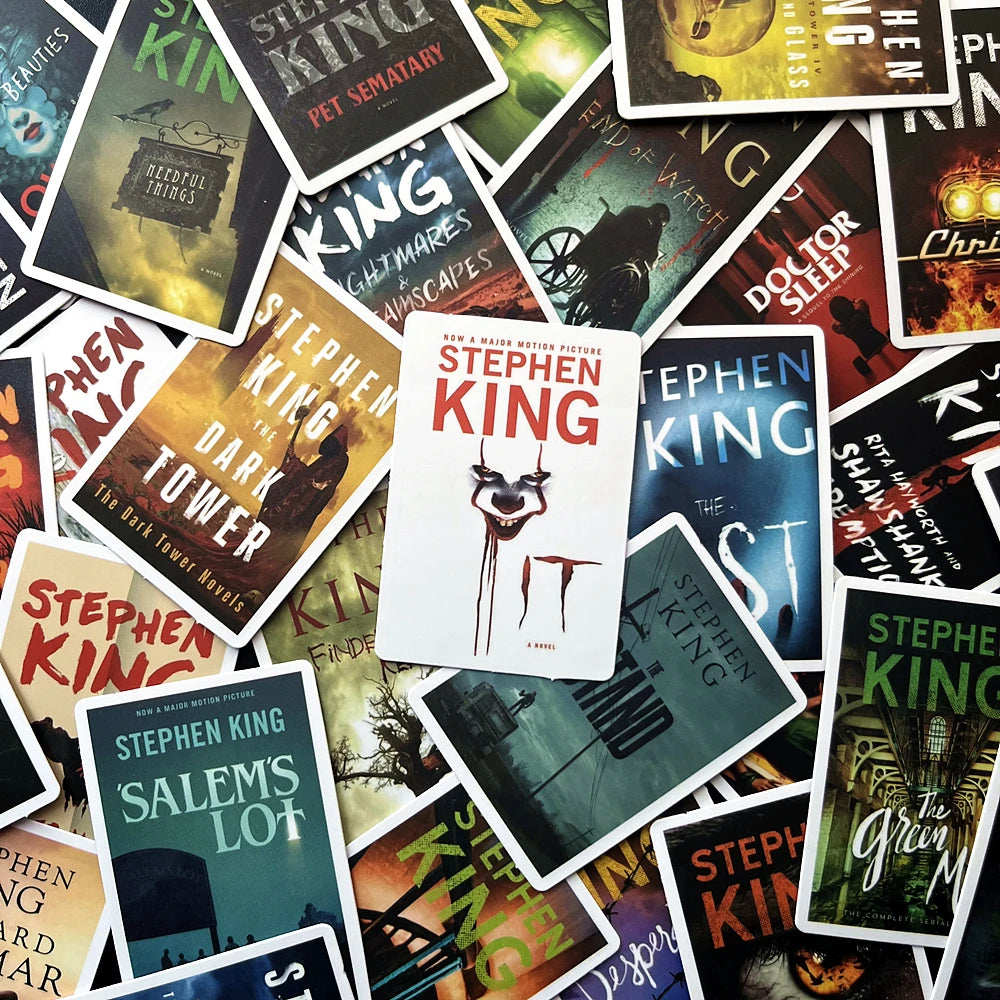 Stephen King Horror Novel Stickers 10/50pcs Waterproof Decals for Guitar, Suitcase, Skateboard, Laptop, Phone