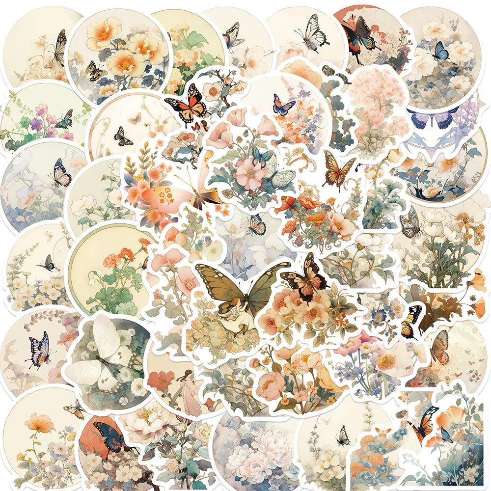 Kawaii Butterfly Flower Stickers Pack - Laptop, Phone, Car, Fridge Decor