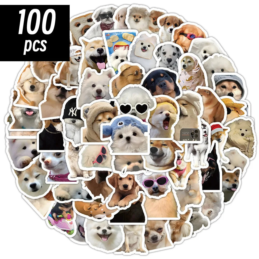 Funny Dog Stickers Pack - Cartoon Decals for Laptop, Phone, Guitar, Bicycle, Car, Luggage, Kids