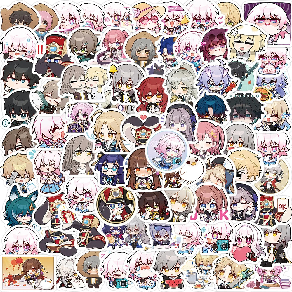 80PCS Cartoon Game Honkai Star Rail Stickers for Kids Teens Luggage Decals Scrapbook Stationery Laptop Fridge Sticker Toys