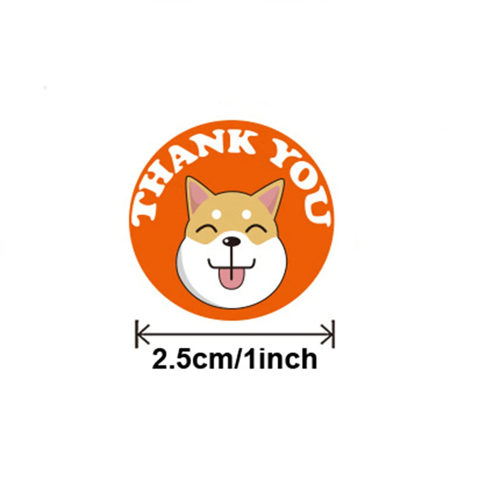 100-500pcs Round Cartoon Animals Thank You Stickers Cute Cats Teachers Reward Handmade Sealing Stickers Stickers