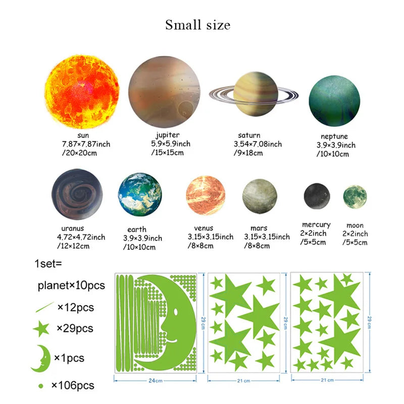 Glow in the Dark Luminous Stars Moon Wall Stickers for Kids Room Decor