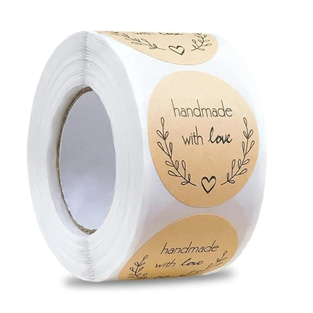 500pcs Handmade with Love Vintage Kraft Paper Stickers Labels Scrapbook Gift