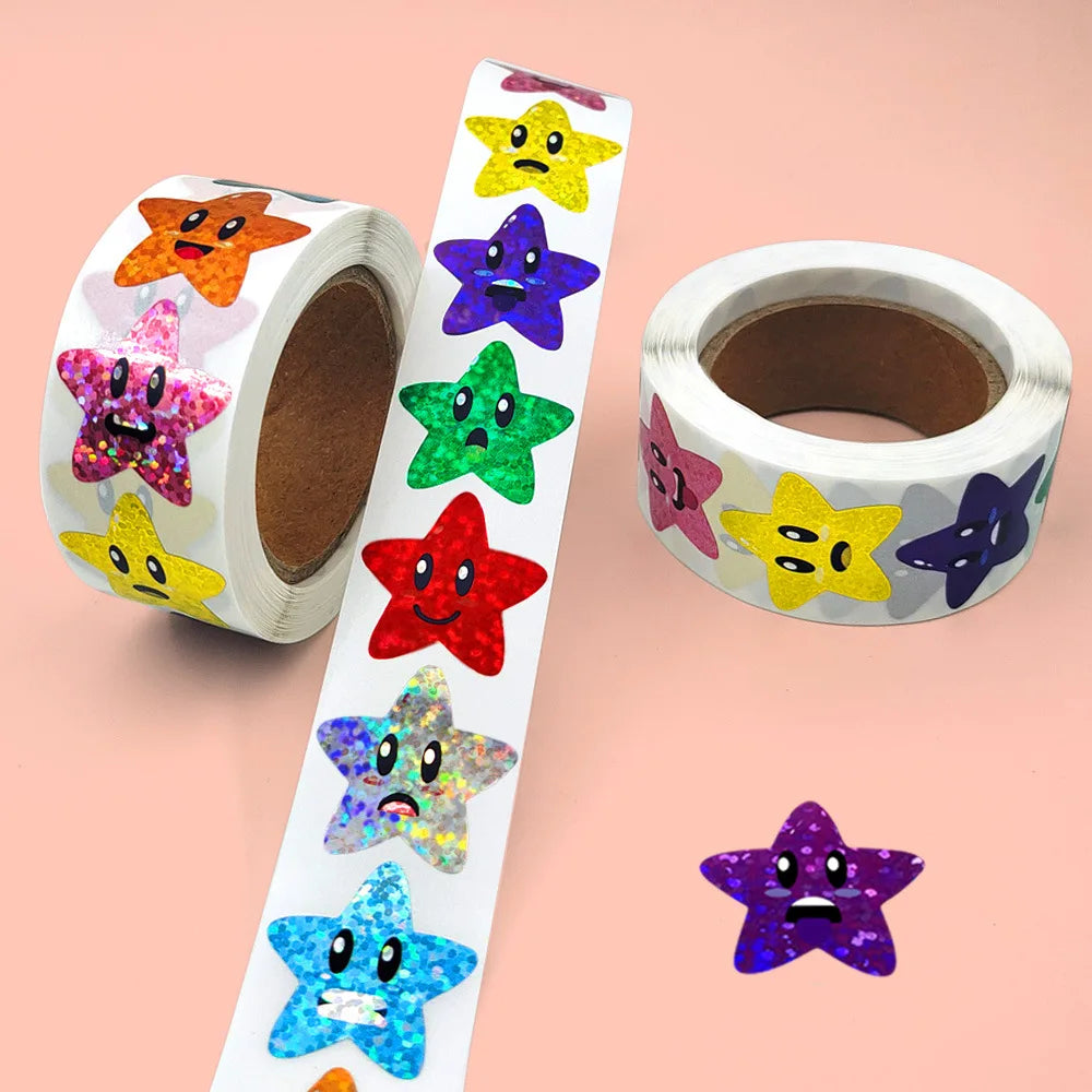 100-500pcs Glitter Star Stickers for Kids School Teacher Reward Sticker Party Decor Small Business Label Scrapbooking Stickers
