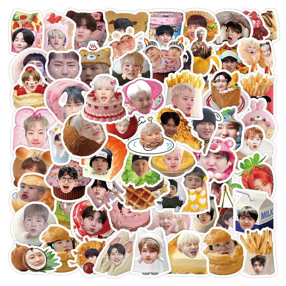 10/30/50/104PCS Korean Boys Group K-Pop Stars as Food Sticker Packs