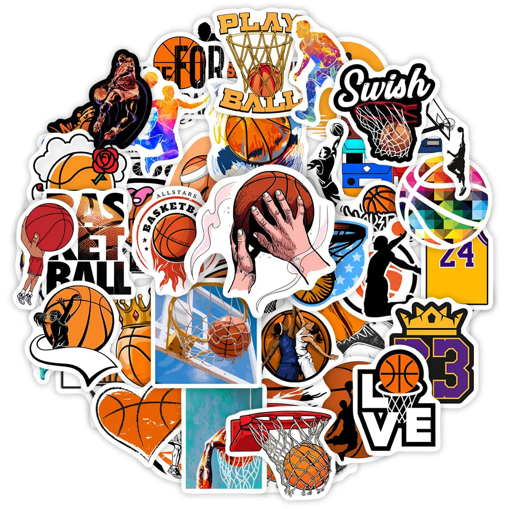 Basketball Theme Lovers Stickers DIY Toy Gift Decorative Graffiti Decal for Phone Laptop Bottles Scrapbook Kids Waterproof