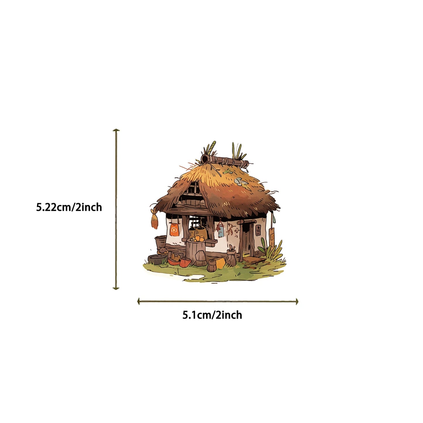 50pcs Vintage Retro Small House Stickers For Scrapbook Phone Laptop Guitar Stationery DIY Waterproof Sticker Decals Kids Toy