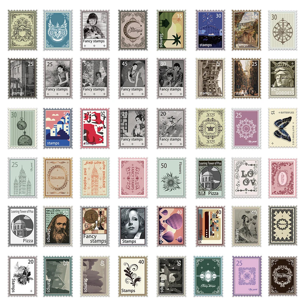 10/30/50/110pcs Cool Retro Stamp Stickers Vintage Decals Skateboard Laptop Motorcycle Phone Car Luggage Waterproof Sticker Toy
