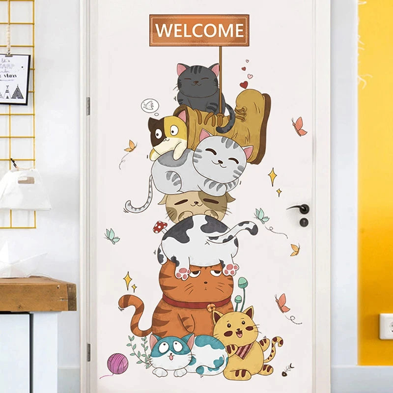 Naughty Cat Wall Stickers Kids Room Decor Self-adhesive