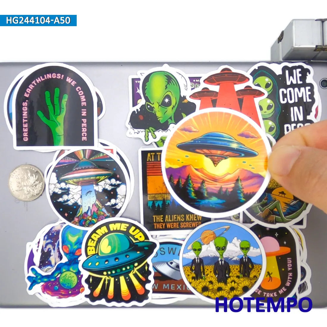 20/30/50Pieces, Retro Aliens Stickers, Universe UFO Spacecraft, Extraterrestrial Life, for DIY Creative Decoration, Sticker Toys