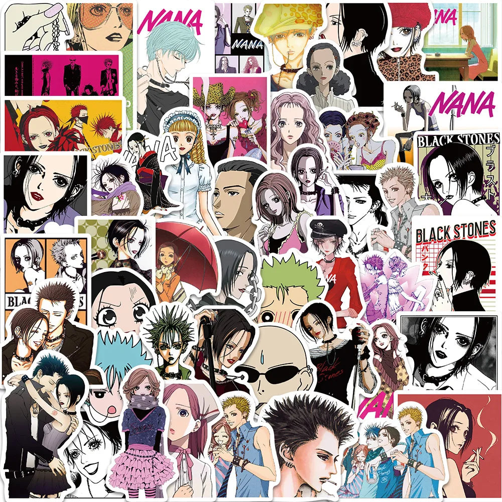 50PCS Anime NANA Stickers Cool Graffiti Decals DIY Decoration for Phone Laptop Stationery PVC Waterproof Sticker Toys Gift