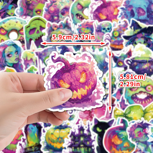 Neon Halloween Cartoon Stickers 10/30/50PCS Waterproof DIY Skateboard Notebook Decor