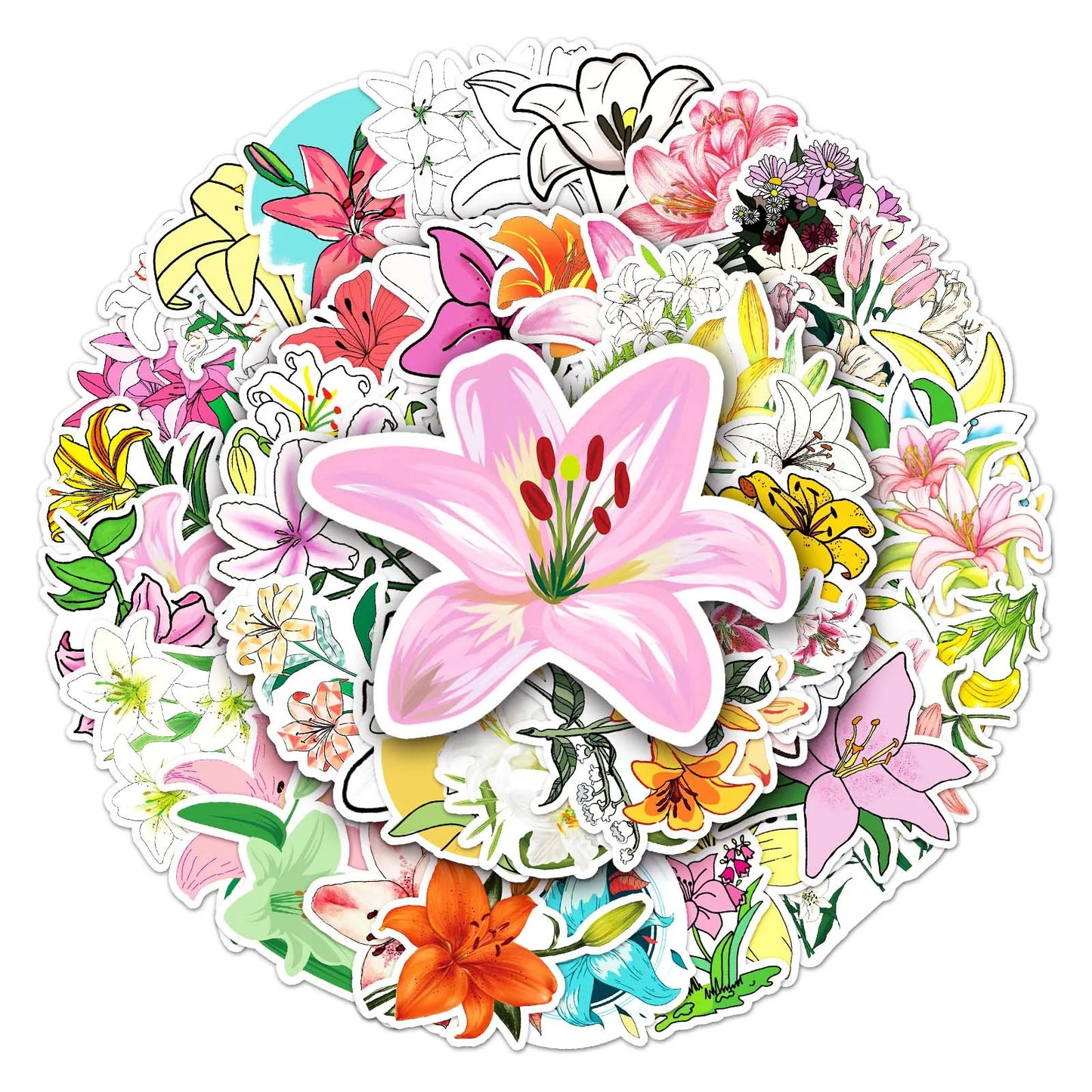 50Pcs Lily Cartoon Waterproof Vinyl Stickers for Skateboard Snowboard