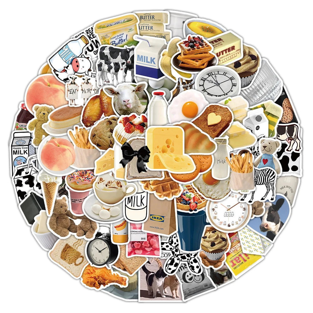 INS Style Cute Food Stickers: 10/30/60/120PCS for Fridge, Phone, Laptop, Car