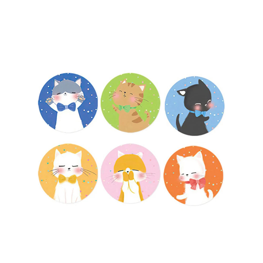 100-500pcs 1 inch Cat Sticker kids Reward Sticker Gift Decoration Label Teacher Encouragement Student Stationery Stickers