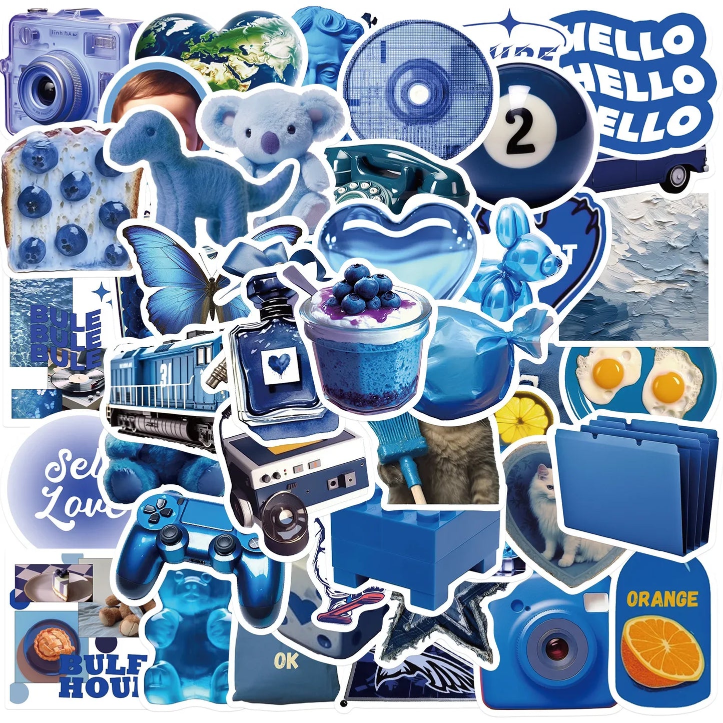 Dark Blue Stickers for Suitcase, Skateboard, Laptop, Luggage, Phone, Car - DIY Decal Set