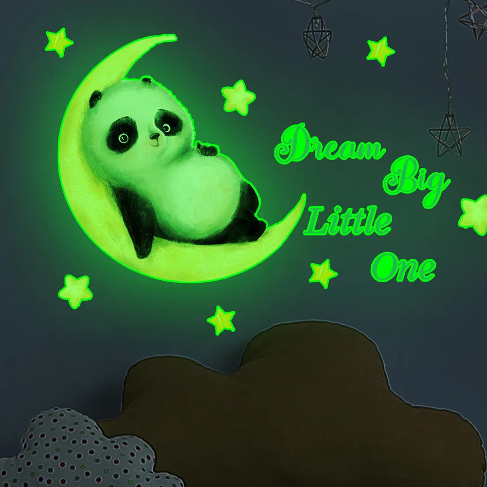 Glow-in-the-Dark Panda Wall Sticker Kids Room Decor