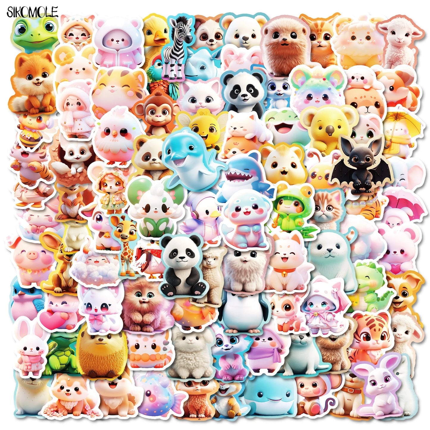 Cartoon 3D Animal Stickers - Cute Kawaii Kids Decoration Toy Gift (10/50/100PCS)