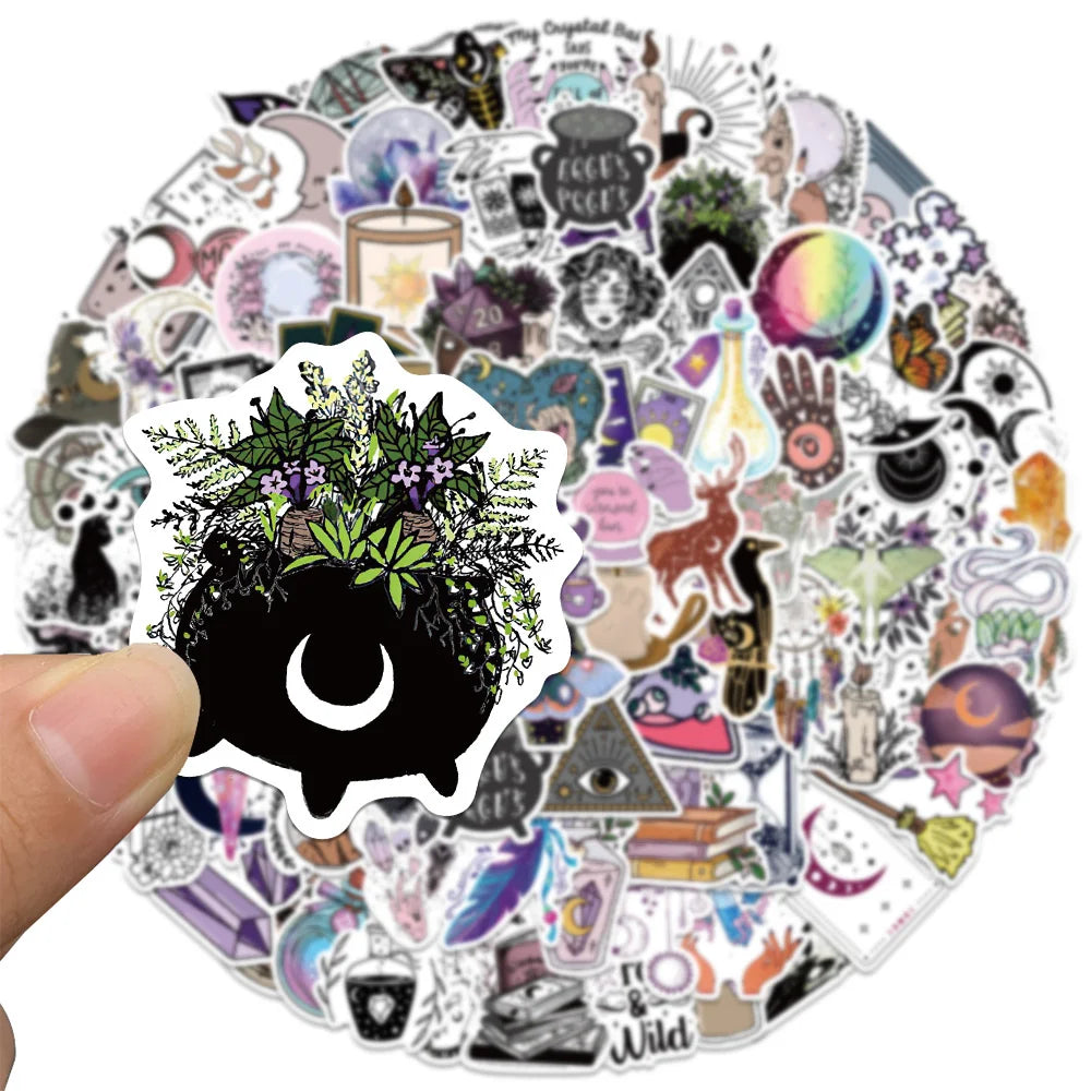 10/30/50/100pcs Boho Witchy Apothecary Stickers Witch Tarot Goth Decals Laptop Luggage Phone Waterproof Toy Sticker for Kid Girl