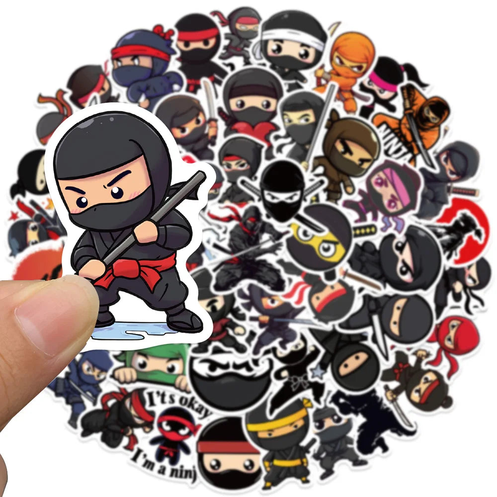 50pcs Funny Cute Cartoon Anime Ninja Stickers For Laptop Water Bottle Luggage Notebook Phone Waterproof Graffiti Vinyl Decals