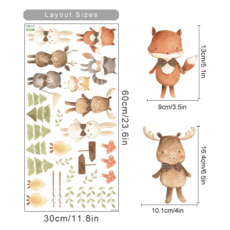 Cute Deer Nursery Wall Decals Vinyl Stickers for Kids Room Decor