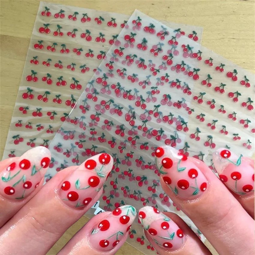 Cherry Nail Stickers - Self Adhesive Fruit Design Decals