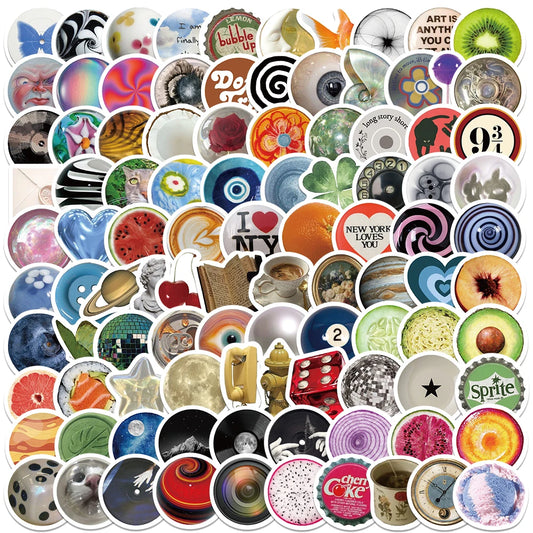 100PCS Vintage Glass Eye Beads Stickers for DIY, Car, Laptop, Notebook, Bottle, Refrigerator, Toy Decals