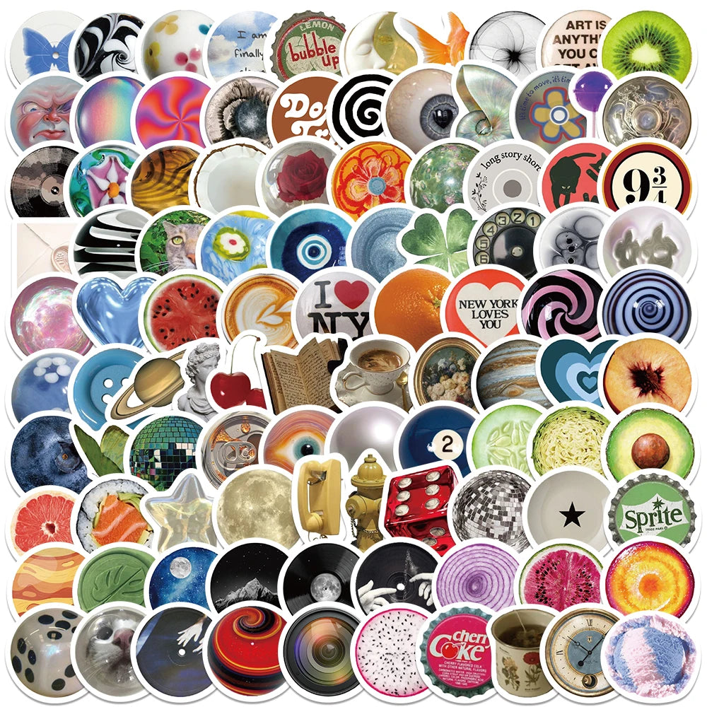 100PCS Vintage Glass Eye Beads Stickers for DIY, Car, Laptop, Notebook, Bottle, Refrigerator, Toy Decals