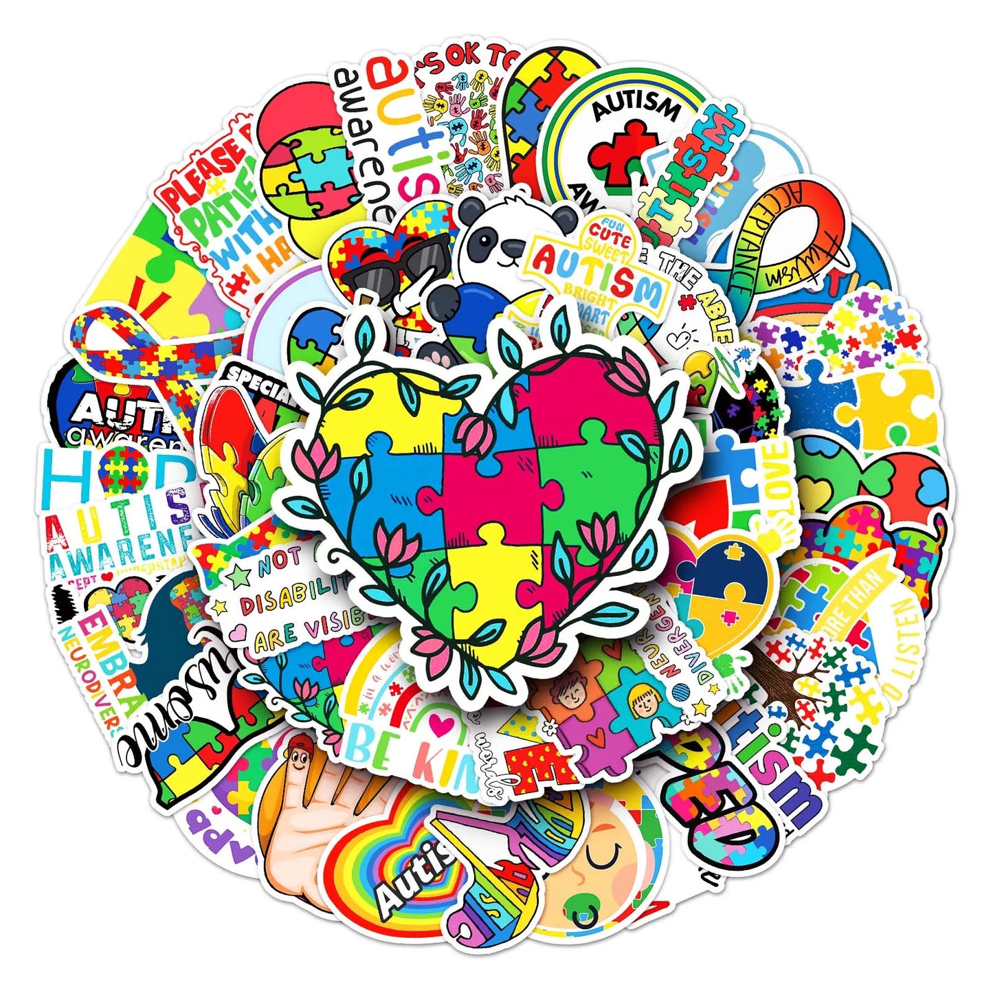 50Pcs Autism Cartoon Waterproof Vinyl Stickers for Skateboard Snowboard