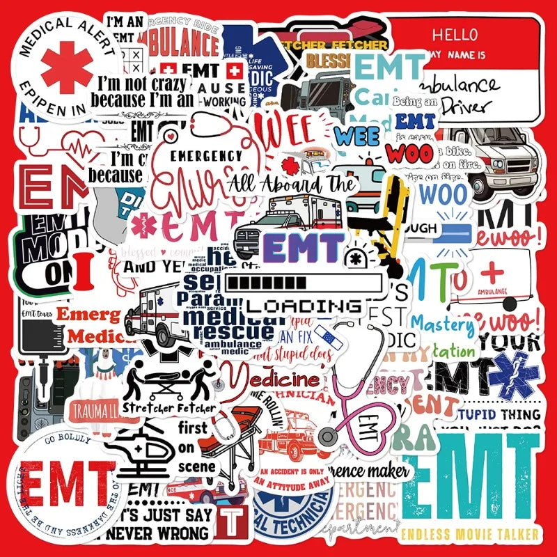 50pcs Cartoon Medical Graffiti Stickers for Helmet, Desktop, Wall Decoration, DIY
