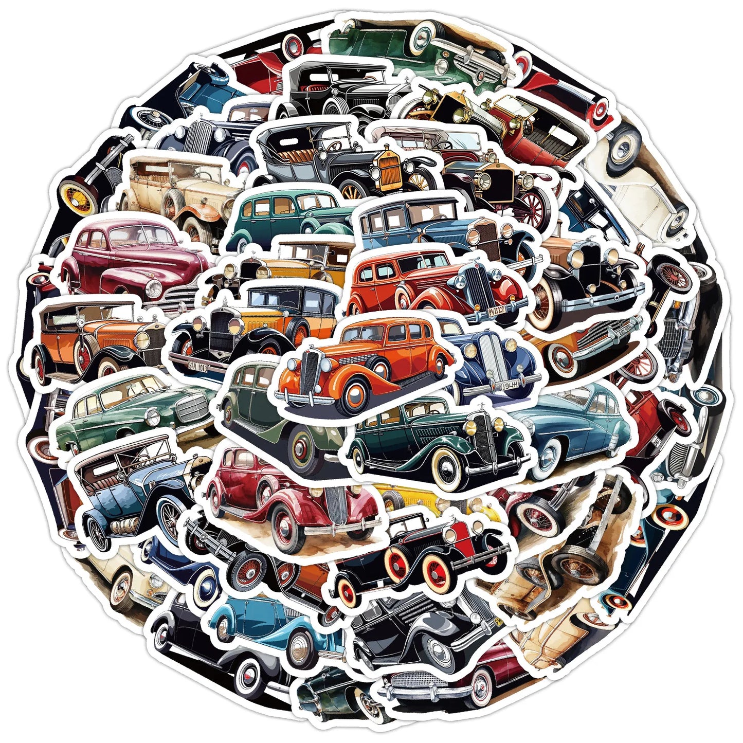 Retro Car Cartoon Stickers for Phone, Laptop, Luggage, Skateboard - 10/30/50PCS