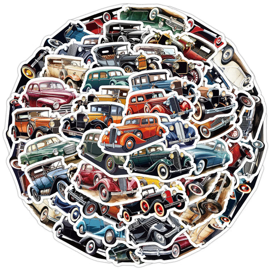 Retro Car Cartoon Stickers for Phone, Laptop, Luggage, Skateboard - 10/30/50PCS
