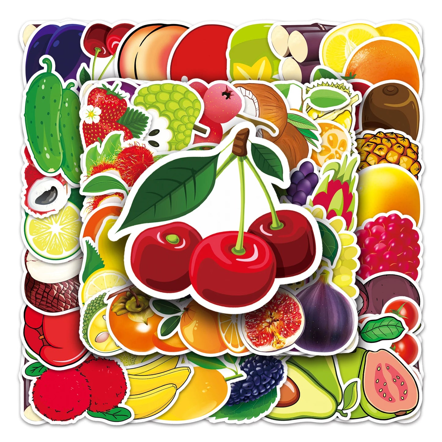 50Pcs Fruit Cartoon Waterproof Vinyl Stickers for Skateboard Snowboard