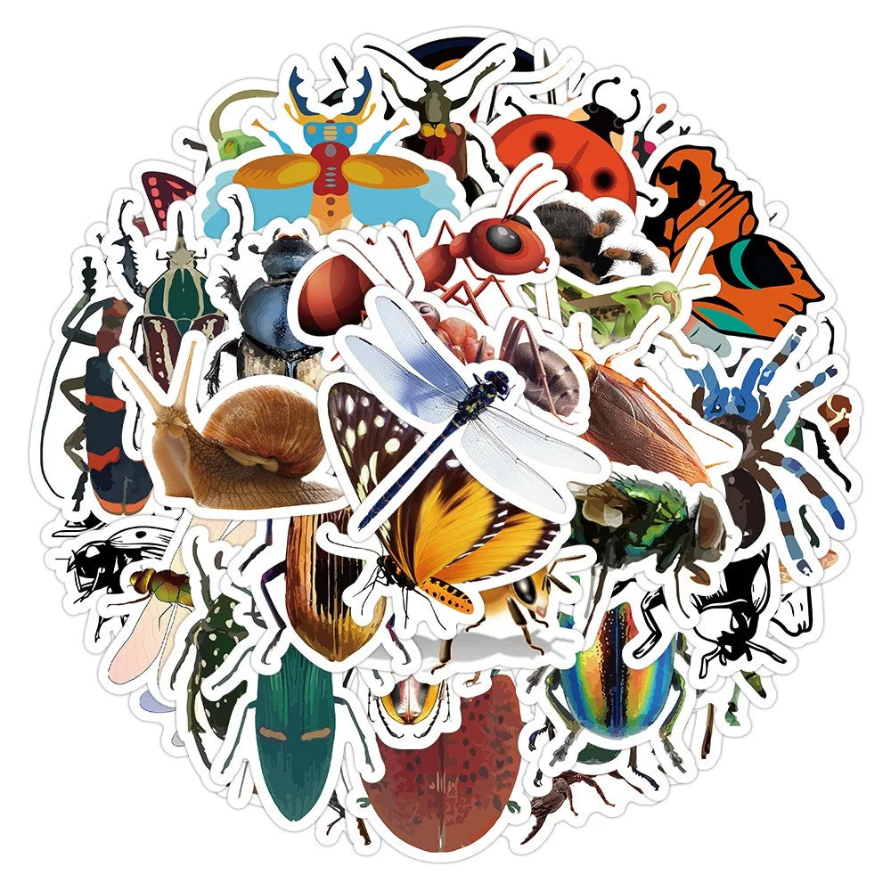 60Pcs Cartoon Cute Insect Doodle Stickers Small Animal DIY Toys Car Skateboard Laptop Graffiti Decals Sticker for Kid