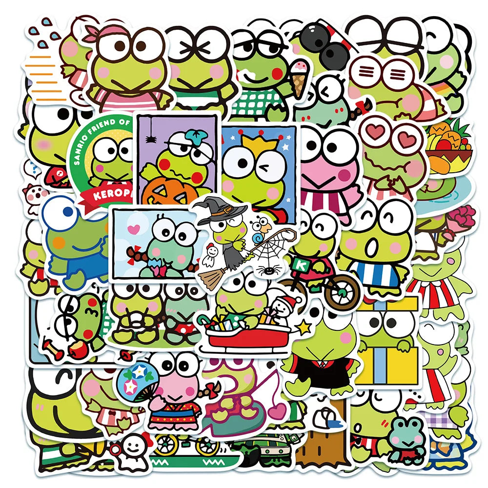 50PCS Keroppi Frog Stickers Sanrio Laptop Decals