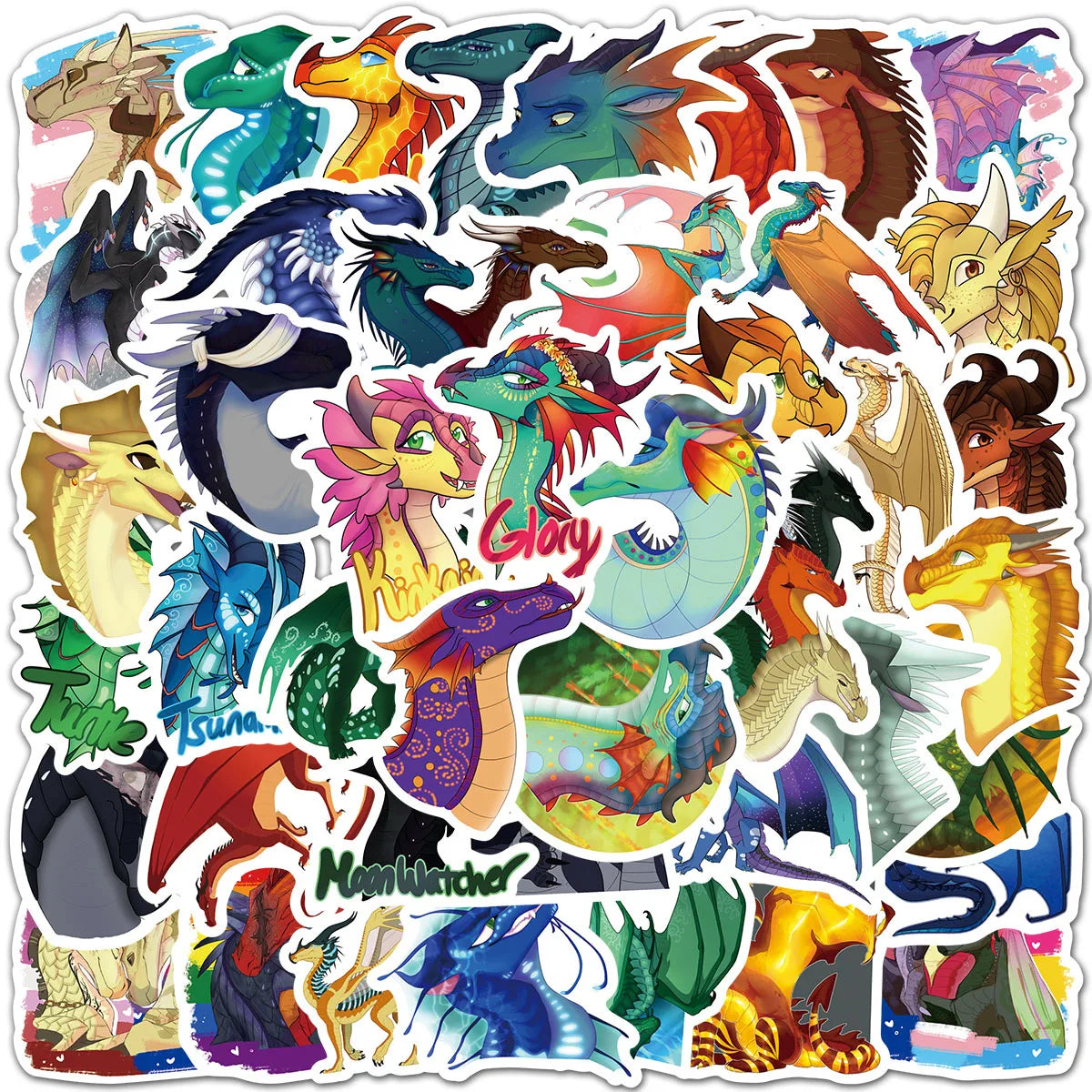60pcs Firewing Dragon Graffiti Stickers for Helmet, Wall, DIY Decoration